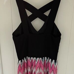 Crystal Doll Black Top Pink Chevron Maxi Dress
